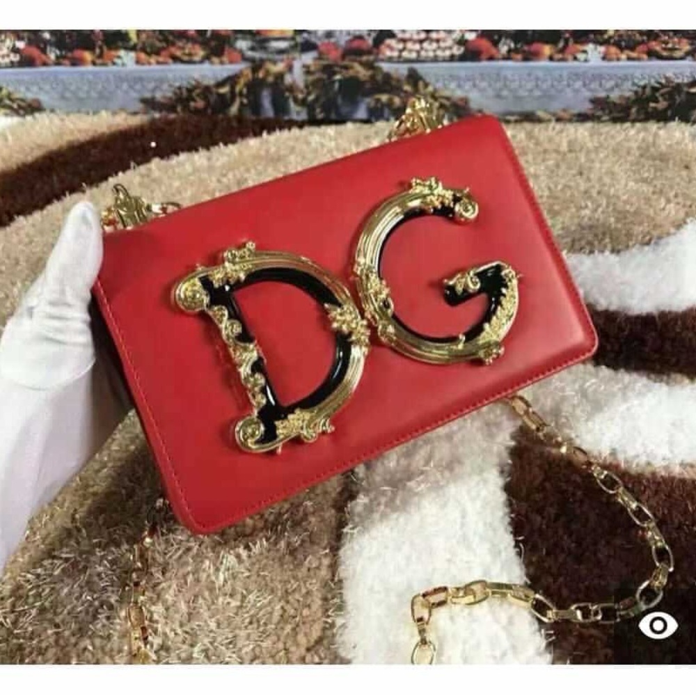 Dolce & Gabbana Red Crossbody Bag with Gold Logo